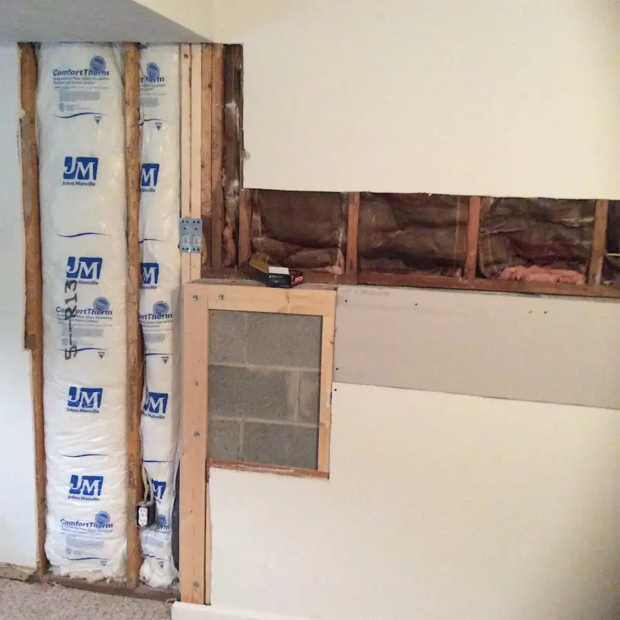 Wall insulation replacement during Basement Flood Cleanup in Prior Lake